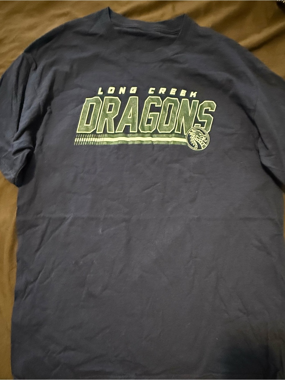 Long Creek Dragons Navy T-Shirt with Green Logo